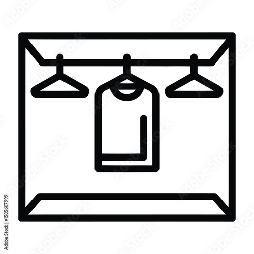 Closet Icon, Vector, Illustration, Outline, Line Art, Silhouette, Logo, White Background.
