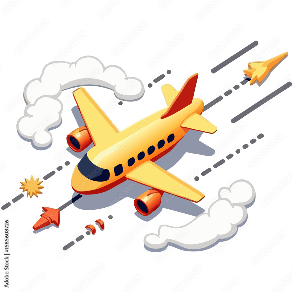 Fototapeta premium Vector SVG Icon of Airplane with Rocket Elements in Modern Flat Style with Bright Colors for Web and Digital Applications