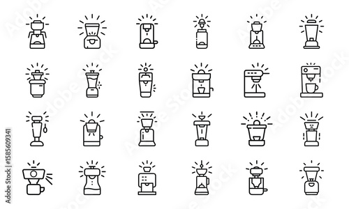 Food and Drink Outline Icons Collection A Comprehensive Set of Culinary Delights and Beverage Symbols