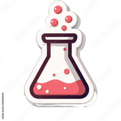 Vector SVG Icon of Laboratory Flask with Bubbles in Modern Flat Style for Scientific Illustration