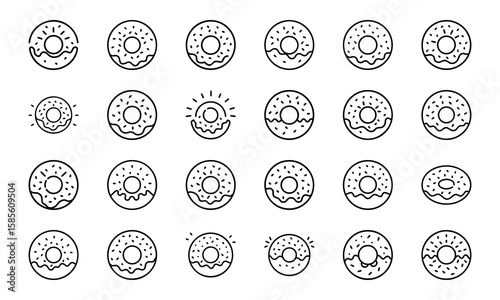 Food and Drink Outline Icons Collection A Comprehensive Set of Culinary Delights and Beverage Symbols