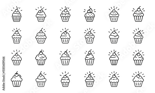 Food and Drink Outline Icons Collection A Comprehensive Set of Culinary Delights and Beverage Symbols