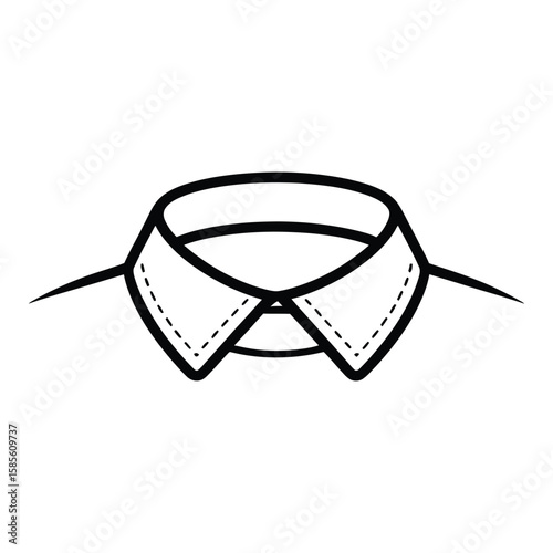 Collar Icon, Vector, Illustration, Outline, Line Art, Silhouette, Logo, White Background.