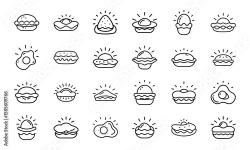 Food and Drink Outline Icons Collection A Comprehensive Set of Culinary Delights and Beverage Symbols