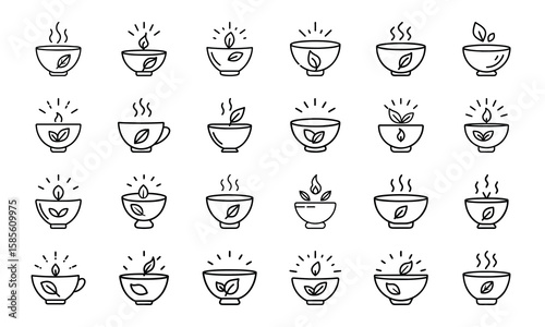 Food and Drink Outline Icons Collection A Comprehensive Set of Culinary Delights and Beverage Symbols