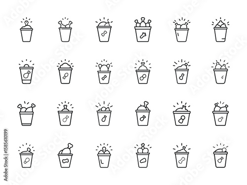 Food and Drink Outline Icons Collection A Comprehensive Set of Culinary Delights and Beverage Symbols