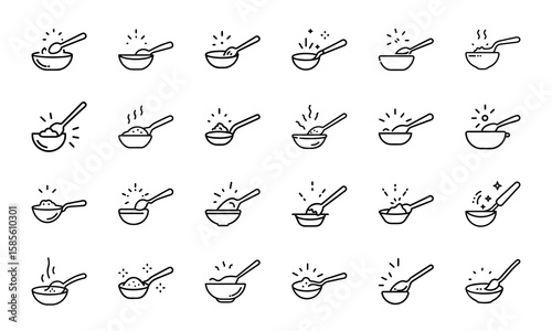 Food and Drink Outline Icons Collection A Comprehensive Set of Culinary Delights and Beverage Symbols