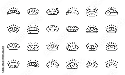 Food and Drink Outline Icons Collection A Comprehensive Set of Culinary Delights and Beverage Symbols
