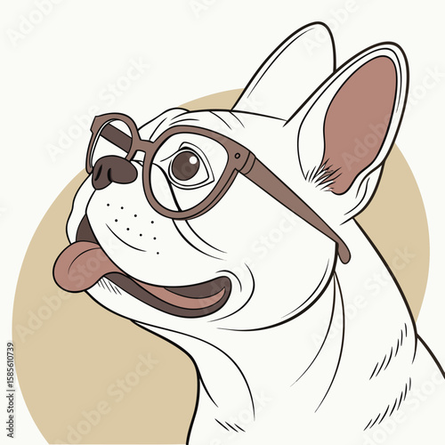 Stylish French Bulldog in Glasses Hipster Dog Illustration