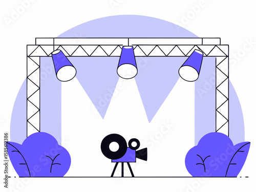 stage with spotlights and camera clip art preview