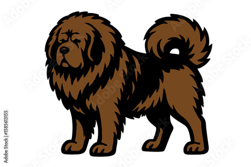 Vector Illustration of a Majestic Tibetan Mastiff Dog