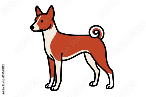 Vector Illustration of a Graceful Basenji Dog
