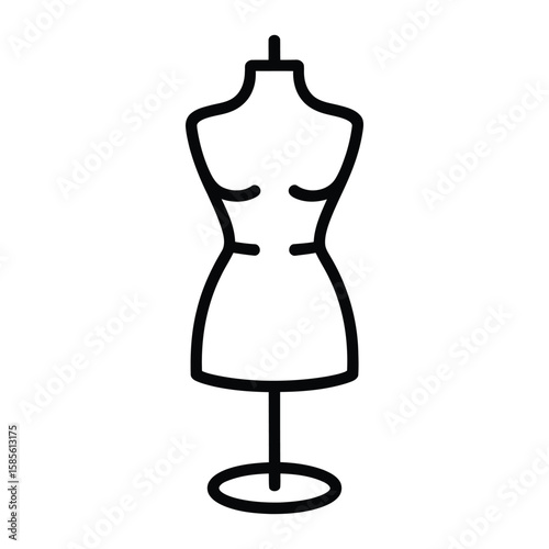 Dress Form Icon, Vector, Illustration, Outline, Line Art, Silhouette, Logo, White Background.