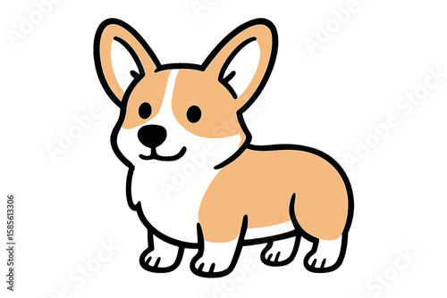 Vector Illustration of a Cute Corgi with Oversized Ears