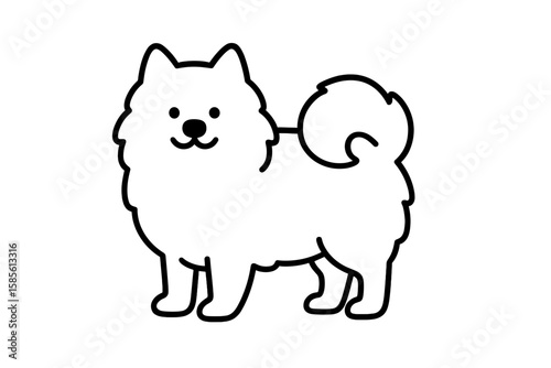 Vector Illustration of Fluffy Samoyed Dog in Minimal Style