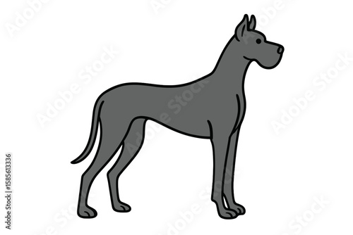 Vector Illustration of Elegant Great Dane in Standing Pose