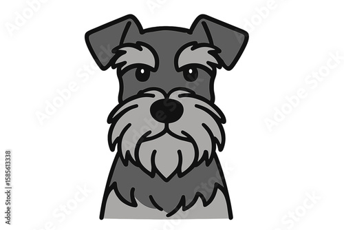 Vector Illustration of Schnauzer Dog Face in Minimal Style