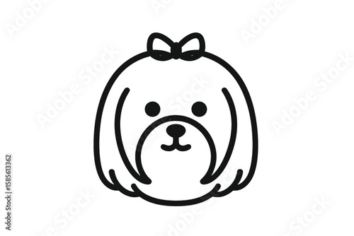 Vector Illustration of Cute Maltese Dog with Bow

