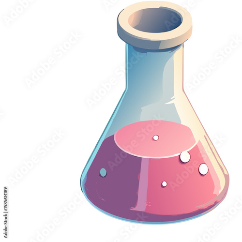 Minimalist Vector SVG Illustration of a Laboratory Flask with Pink and Purple Liquid in Flat Style