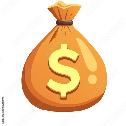 Vector SVG Illustration of Money Bag with Dollar Sign in Modern Flat Style for Financial Branding