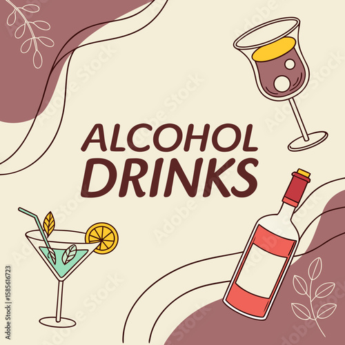 vector illustration of a set of drinks