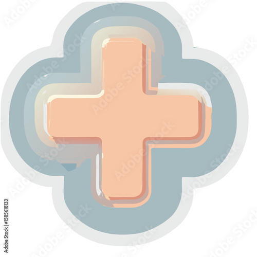 Vector Minimalist SVG Icon of Plus Sign with Rounded Edges in Flat Design Style in Soft Peach and Blue Colors
