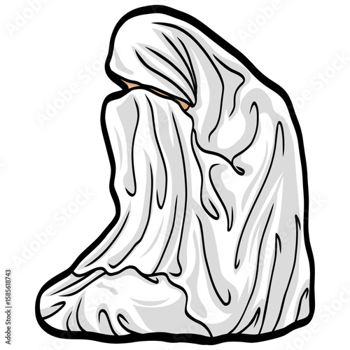 Muslim Woman Praying in Salah Vector Illustration