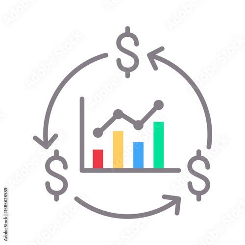 Cashflow Icon Vector Illustration Flat Version