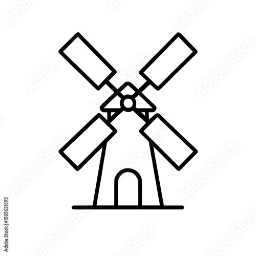 Windmill, symbolizing grain milling – outline