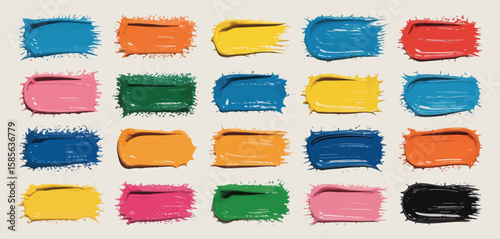 Collection of colorful paint strokes and smears on a neutral background
