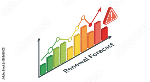 Revenue trend graph with warning symbol showing financial growth and risk.