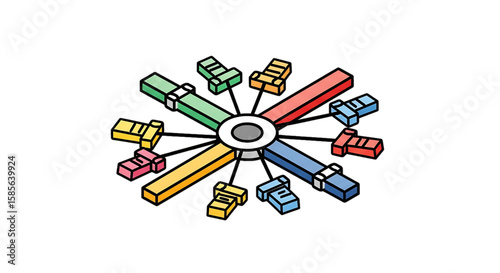 Connected nodes or users showing network or communication hub.