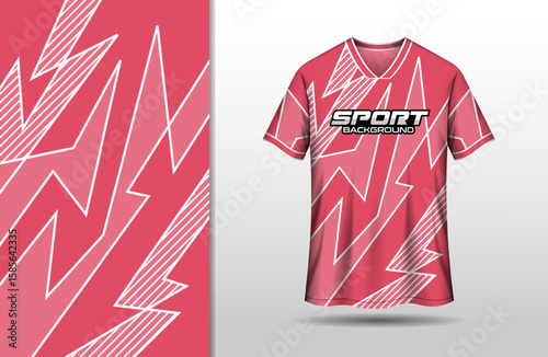 Sport jersey design with red pink geometric background