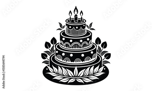 Birthday Cake t shirt design silhouette and vector Elegant Birthday Cake Vector for Special Occasion Wear