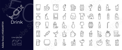 Drink Line Editable Icons set. Vector illustration in modern thin line style of Saudia Drink icons: wine, cocktail, beer, etc
