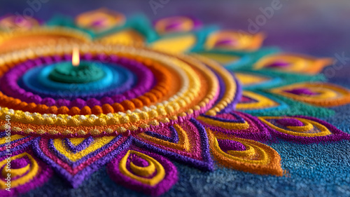 Vibrant and Colorful Rangoli Design for Diwali Festival Celebration