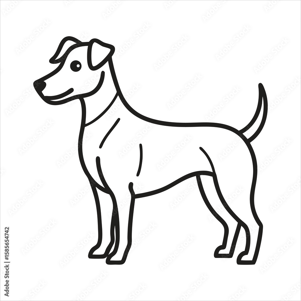 Simple line art illustration of a jack russell terrier dog isolated on white background Simple line art illustration of a jack russell terrier dog isolated on white background