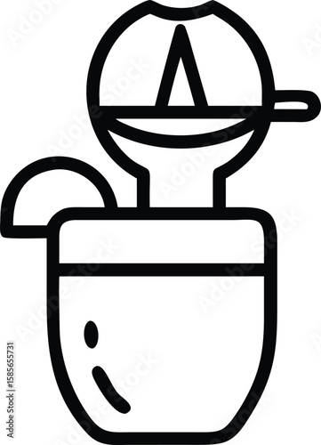 Juice extractor icon in simple line art style for print and digital use