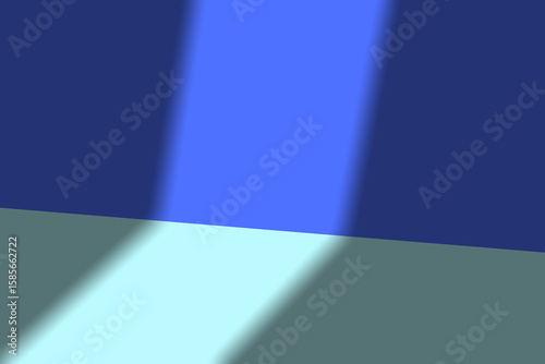Abstract empty blue scene or studio background with light casting sharp shadow on wall and floor. Illustration design for presentation, display product, mock up