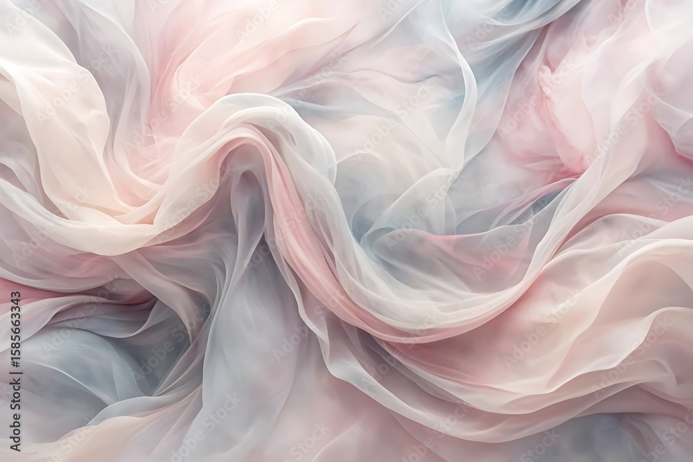 Obraz premium Ethereal soft pastel pink and grey fabric waves creating a dreamy texture
