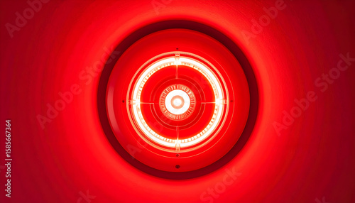 Bright Red Circular Light Source Glowing Intensely