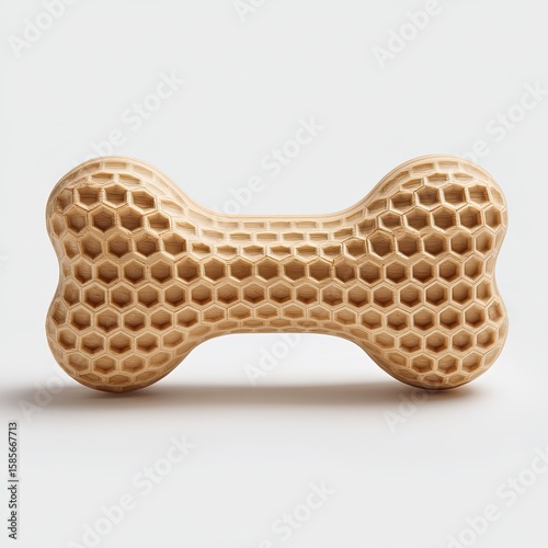 Light beige dog bone toy with honeycomb texture