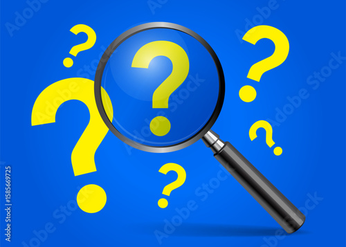 Magnifying glass and question mark. Stock Illustration