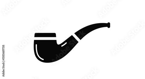 Monochrome illustration of a classic pipe on white background, isolated graphic