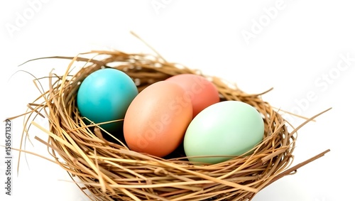 eggs in a basket on the white