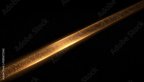 Diagonal Gold Glitter Beam on Black Background