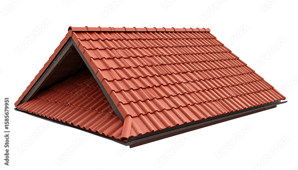 Fototapeta premium Red roof tile structure with triangular shape and clean design