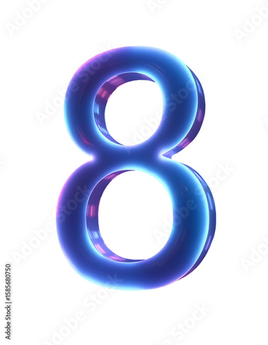 3d blue number 8 png transparent 