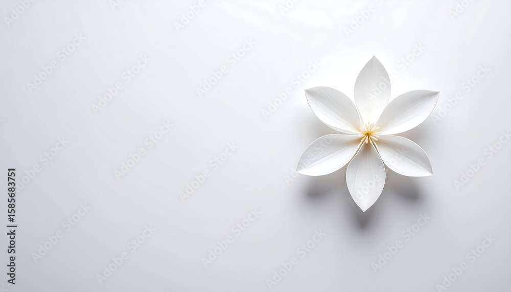 Fototapeta premium A white space with a single flower