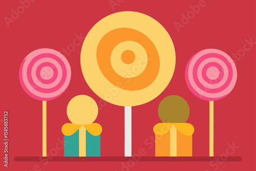 candy themed birthday backdrop with giant lollipop 